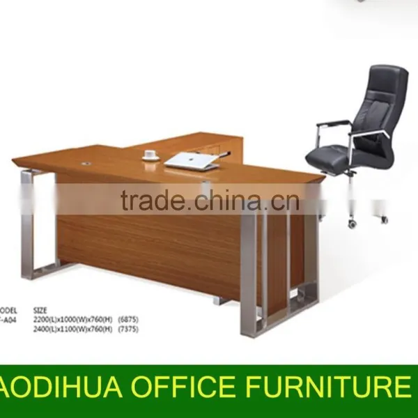 2015# New Hot-selling Ebony Wooden Executive Desk Steel Frame KF-A04