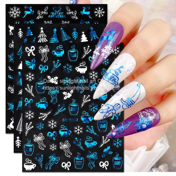 New Christmas Nail Stickers Cute Cartoon Santa Claus Snowflake Elk Back Glue Nail Stickers Wholesale photo-2