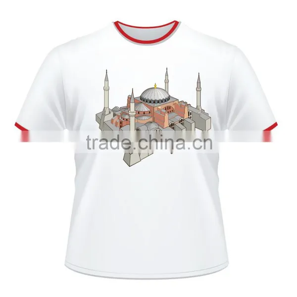 White Fashion DIY Men t Shirt Printing With World Landmark Free Shipping