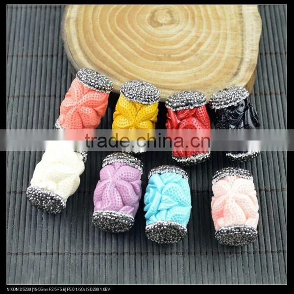 LFD-0058B Shell Beads Engraved Flowers & Crystal Rhinestone Connectors Beads Jewelry Finding For Making photo-4