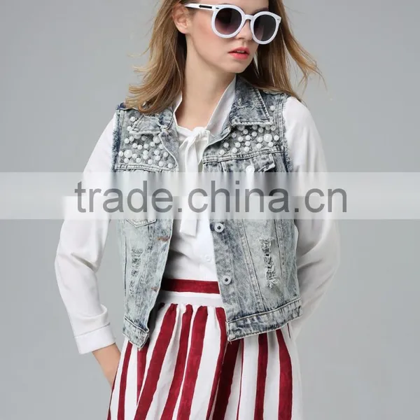 New Arrival Women Sleeveless Denim Jacket Denim Vest Wholesale photo-4