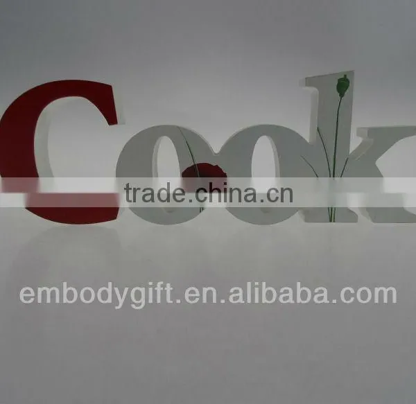 Hot Sale Home Decoration 3D Wooden Letters Cook
