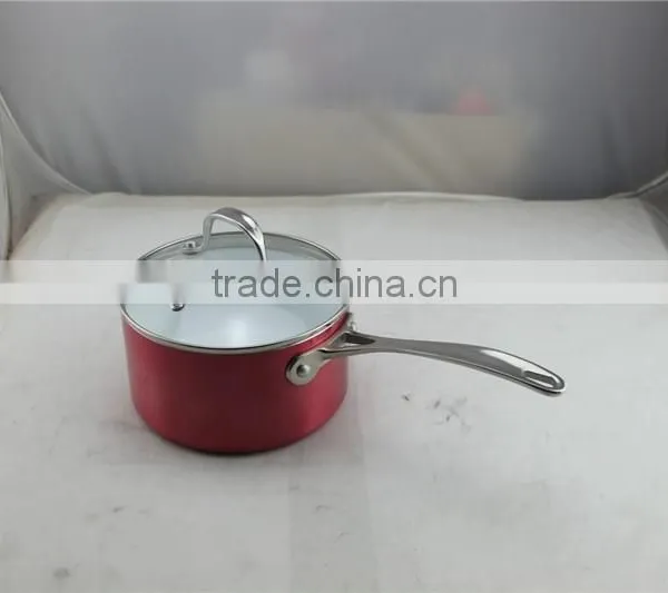 High Quality Red Aluminum Non-stick Press Cooking Pasta Noodle Soup Pot Saucepan Milk Pan
