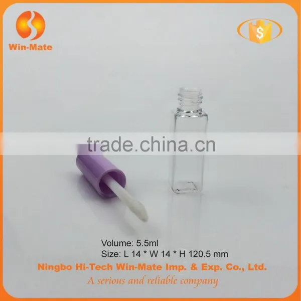 Mini Purple Cap Flat Empty 5.6ml Clear Plastic Lip Gloss Tube photo-5