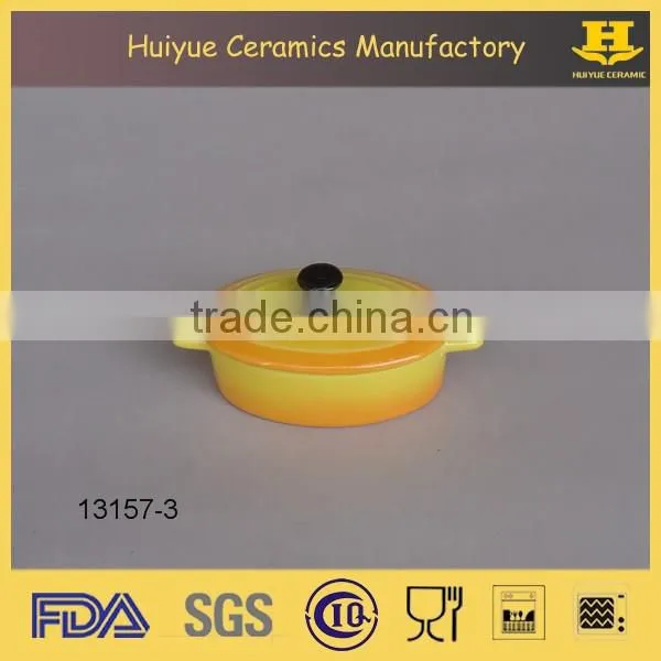 Ceramic Mini Casserole, Oval Glazed Casserole With Cover photo-3