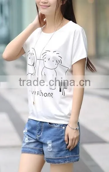 Han Edition 2015 the New Female T-shirt With Short Sleeves Big Yards Leisure T-shirts of Cartoon Printed t Shirt photo-5