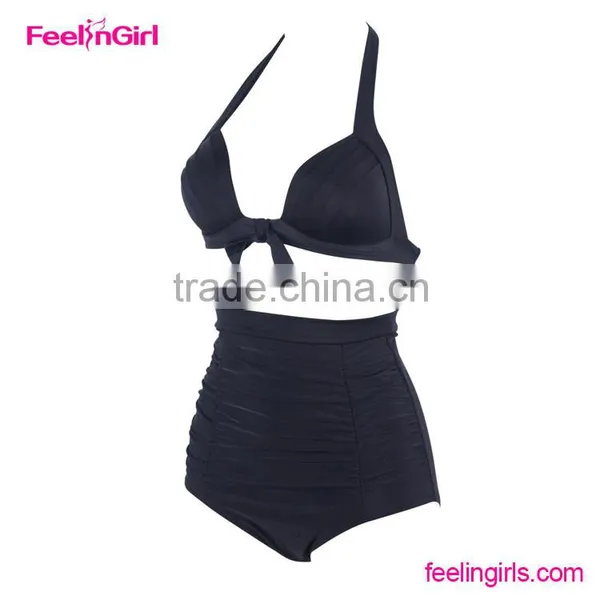 2016 Wholesale Black Women High Waisted Swimsuit photo-2