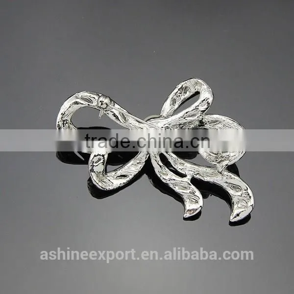 Cheap Beautiful Elegant Pearl Ribbon Shape Rhinestone Brooch/handmade Rhinestone Brooch photo-3