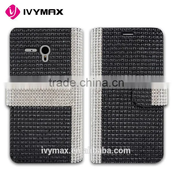 2016 Latest New Design Full Body Bling Diamond Leather Flip Wallet Case Pouch for Alcatel Fierce xl photo-2