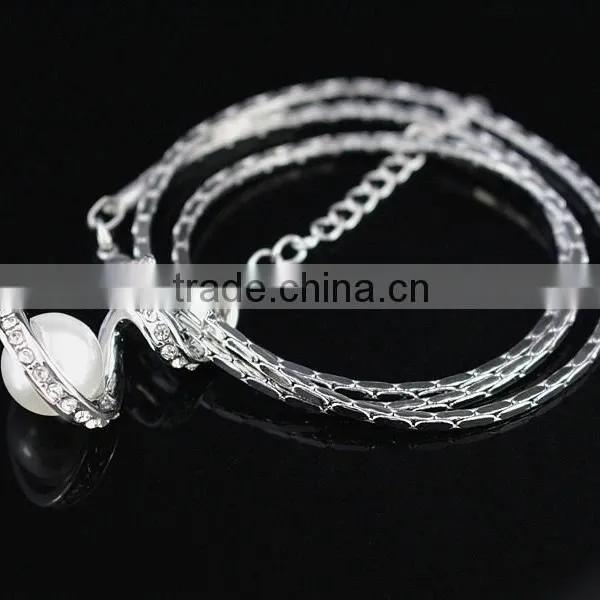 Crystal 18k Gold Pendant Pearl Necklace photo-2