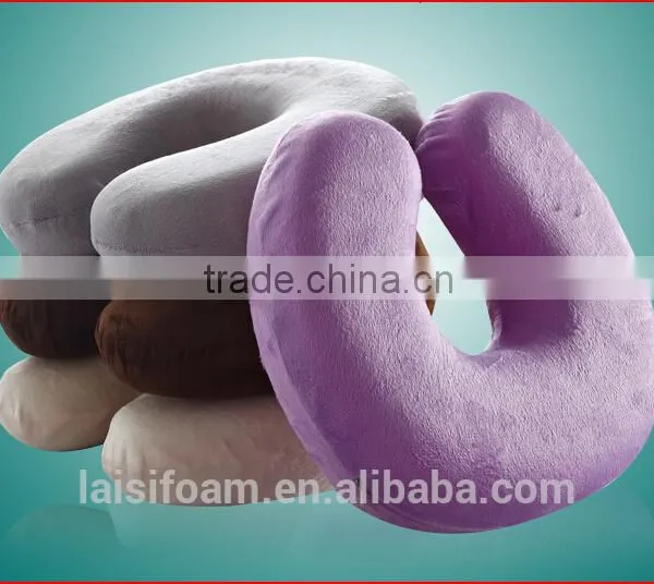100% Polyerter U Shape Pillow Super Soft Fabric Neck Massage Pillow LS-U-019-D Travel Foam Pillow