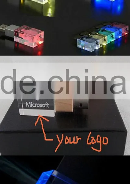 Crystal USB Flash Drive With 3D Logo Laser Printing USB 2.0 4GB 8GB 16GB 32GB Memory Stick Pen Drive Gift Box Quality Choice photo-3
