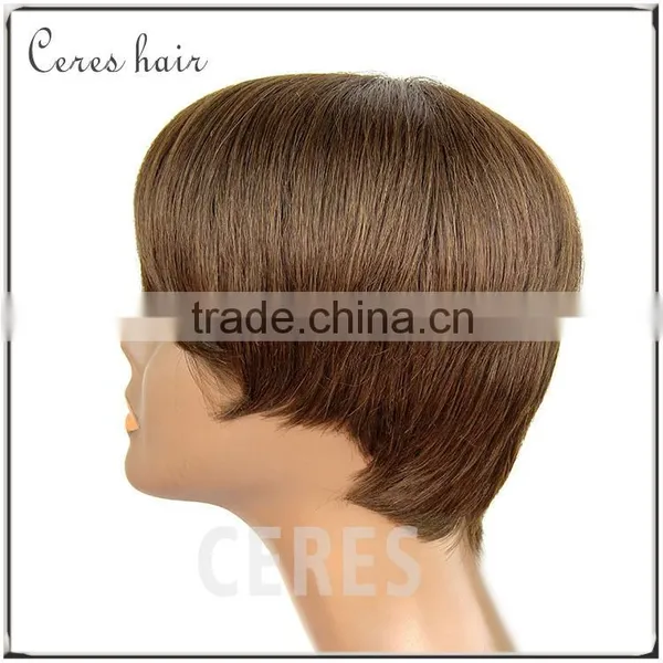 100% Human Hair Kosher Wig Short Dark Blonde Wig Silk Straight Hair Wig photo-4