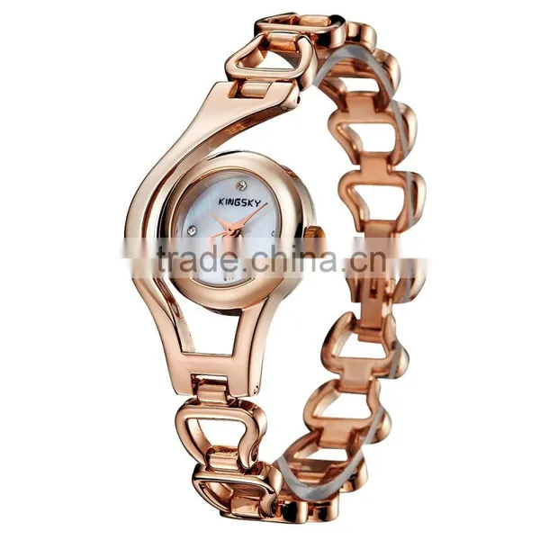 Kingsky KY070 Fashion Design Gold Plated Beautiful Ladies Watch photo-2