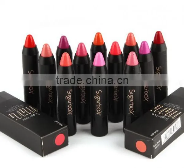 Newest 12 Fashion Colors Name Sugar Box Mini Water Sense Lip Stick Lipstick Pencil, Long Lasting Than Kiss Proof photo-2