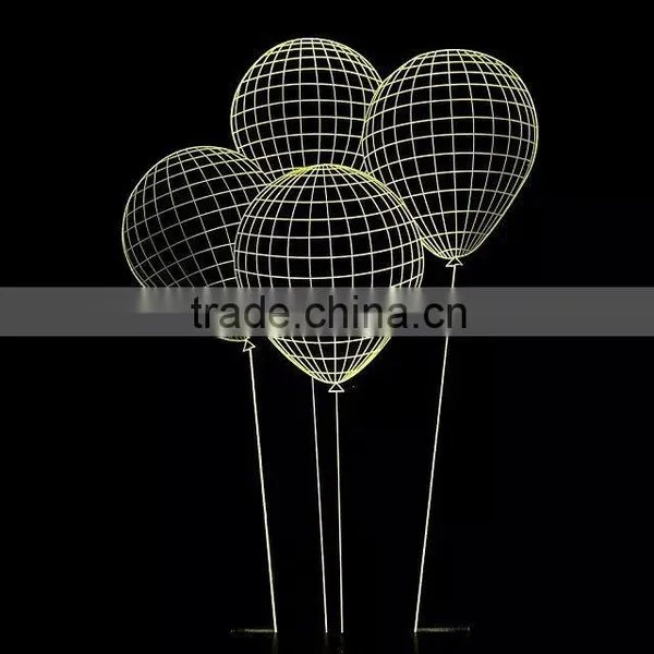 3D Optical Illusion Ballon Night Lamp Night Light 10 Colorful LEDs Ultra-thin Acrylic Light Panel AA Battery or DC 5V photo-3