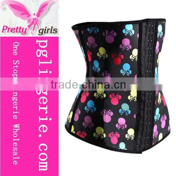 Butterfly Pattern Latex Rubber Waist Training Made Printed Latex Corset photo-5
