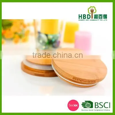 High Quality Bamboo Lid for Candle Jar With Silicone Ring Wholesale photo-5