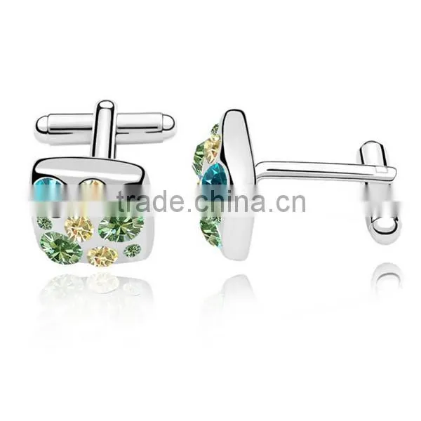 2016 Latest Luxury Silver Copper Diamond Cufflinks With Square High Polishing Cuff Links photo-3
