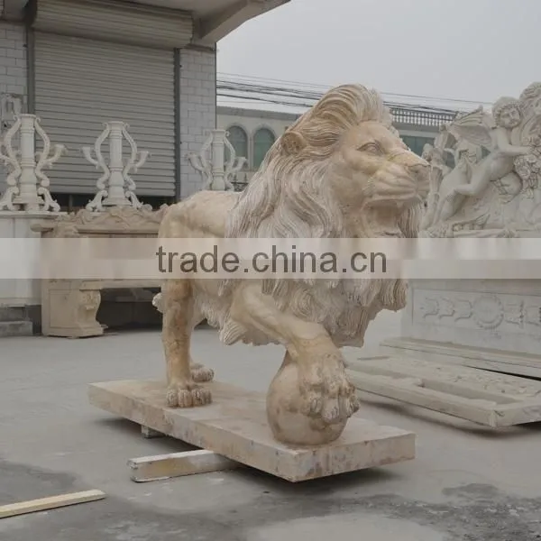 Gate Decoration Yellow Lion Marble Carving photo-3