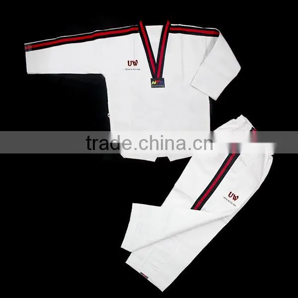 WTF Taekwondo Uniform Black+red Strips Taekwondo Suits photo-5