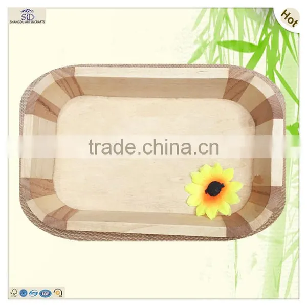 Handle Hole Heart Carving Waving Edge Wooden Tray photo-5