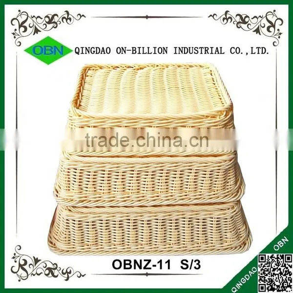 Rectangular Hand Weaving Plastic Rattan Basket for Bread photo-6