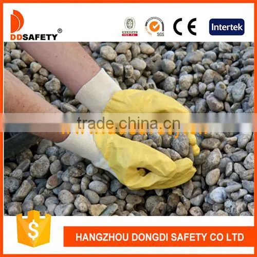 DDSAFETY 2017 Yellow Coated Cotton With Nitrile Glove Nitrile Oil Hands Glove photo-6