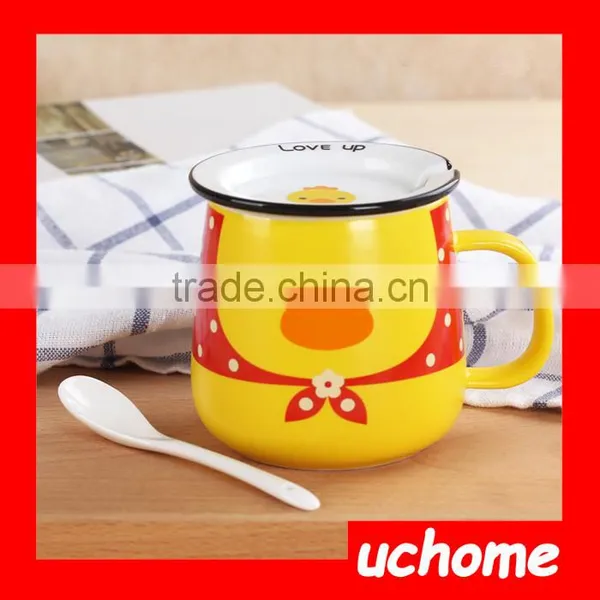 UCHOME High Quality Cartoon Ceramic Coffee Tea Milk Breakfast Cup Mug With Lid photo-6