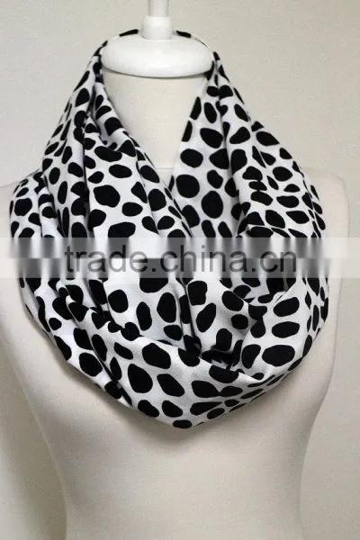 Black on White Polka Dots Infinity Scarf, Circle Scarf, Loop Scarf, Scarves, Spring - Fall - Winter Fashion photo-2