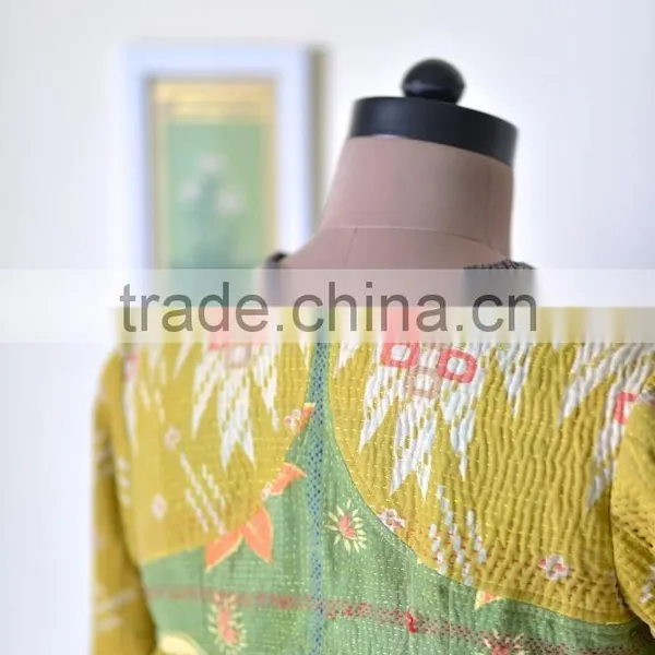 Beautiful Kantha Kediyu Style Jacket in Vintage Colors ~ Medium photo-5