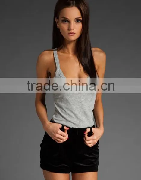 Dri Fit Grey Low Cut Yoga Tank Tops for Girls