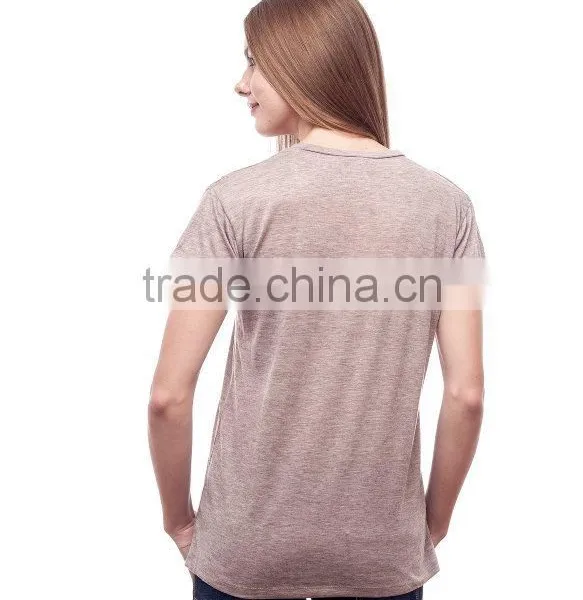 Wholesale Fashion Womens Lastest Design T-Shirt,Custom Casual Pure Color Plain T-shirt For Women photo-4