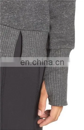Wholesale Ladies Soft Cotton-Infused Pullover Long Sleeves With Thumbholes Cuffs High Funnel Neck Sweatshirt for Women photo-4