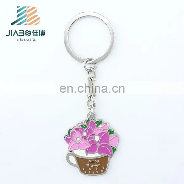 Jiabo Custom Potted Plant Beautiful Flower Metal Keychain photo-2