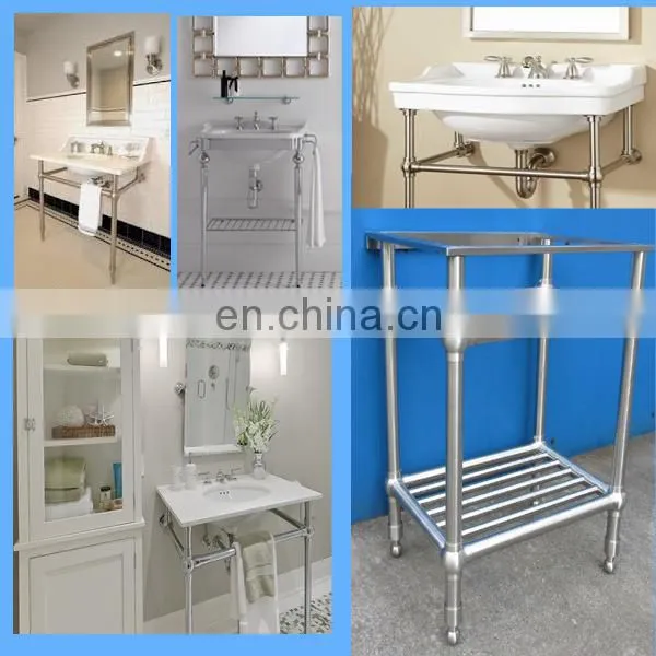 Metal Four Leg for Single Sink Washstand, Satin Table Frame