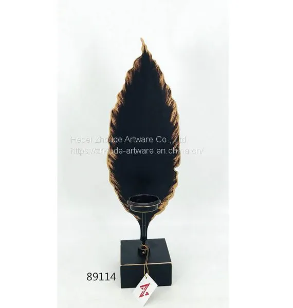 New Design Metal Hollow Leaf Shape Candle Holder for Home Decoration