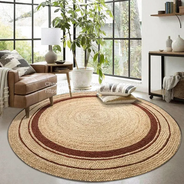 Hand Made Jute Carpet Braided Round Rug With High Quality photo-4