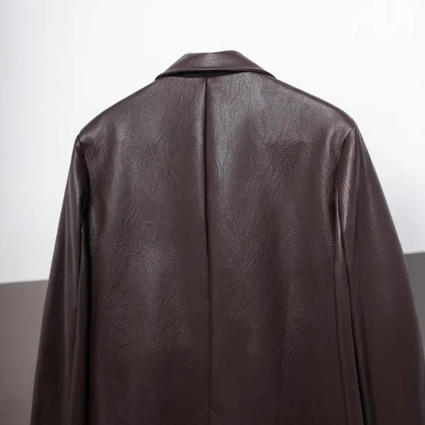 European and American Fashion Men's Sheepskin Middle-aged Coat Men's Father Plus Size Lapel Middle-aged Leather Jacke
