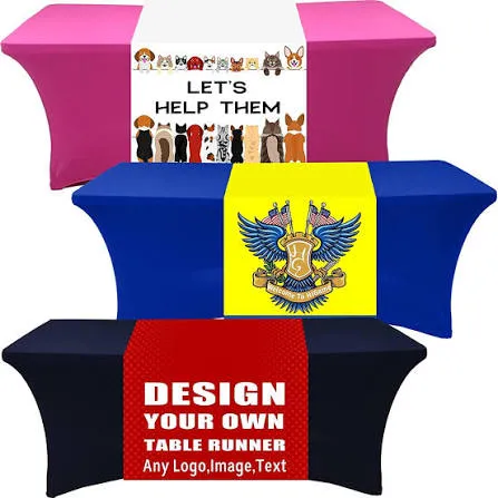 Custom Table Cloth Cover With Business Logo Text Stretch Personalized Tablecloth SpandexCustomize With Logo for Birthday Party