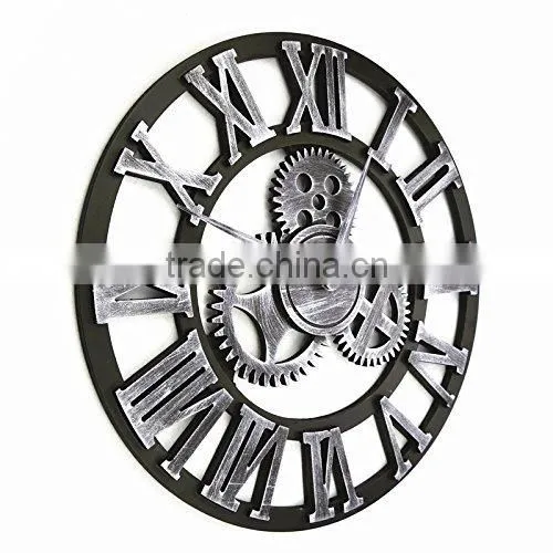 Handmade Oversized 3d Retro Rustic Decorative Luxury Art Big Gear Wooden Vintage Large Wall Clock on the Wall for Gift Most Popular photo-3