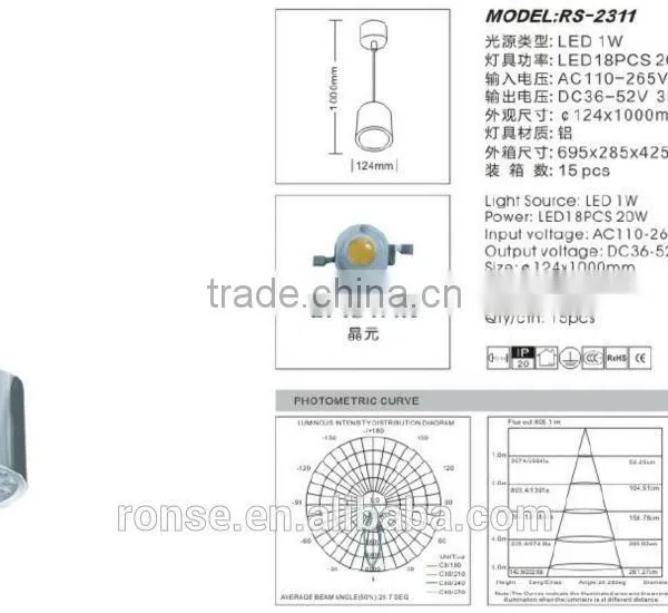 Ronse 18*1W Aluminum Led Hanging Light Silver Housing Diving Room(RS-2311) photo-2