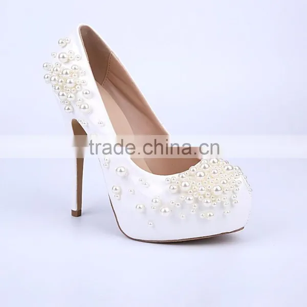 Wedding Shoes Sky-high Round Toe Platform Girl High Heels Women Pumps Shoes
