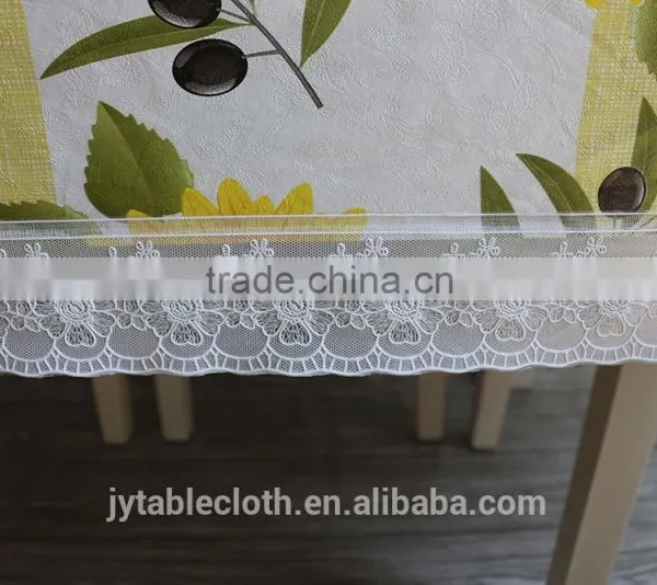 PVC Compound Non-woven Fabric Tablecloth With Lace photo-3