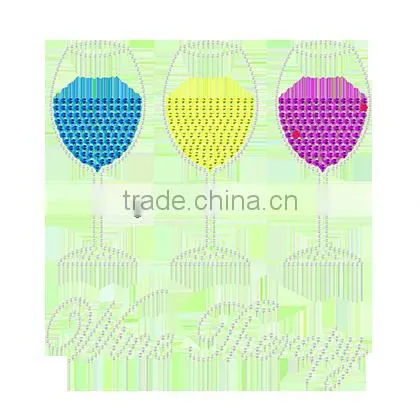 Wine Therapy Drink Glass Hotfix Rhinestone Motif Heat Transfer Iron On Design photo-1