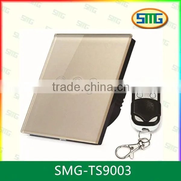 SMG-TS9003 Crystal Glass Panel Switch Remote Control BS US EU Wall Switch Light