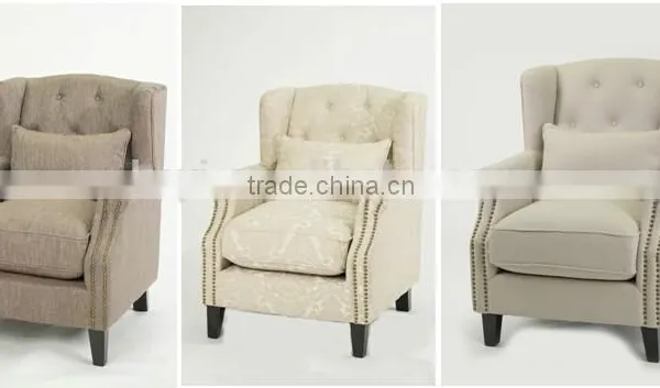 Living Room Use Button Design 1 Seat Wooden Sofa Wooden Fabric Sofa(KS-904-1) photo-3