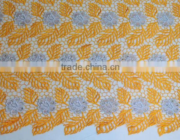 2015 New Fashion Lady Dress Nigeria Heavy Cord Lace Spangles Lace for Party Dress photo-3