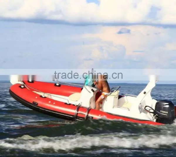 Made in China Hot Sale Red Color 580B Fiberglass Inflatable Boat With CE Certification and Outboard Engine