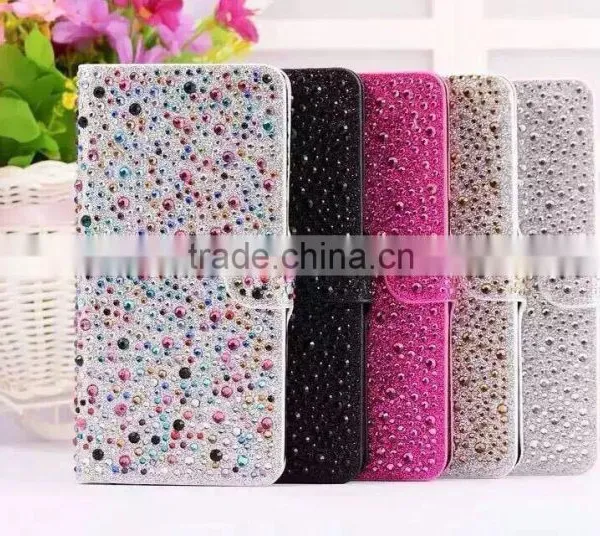 Rhinestone Phone Case OEM Flip Leather Case Cover For Samsung Galaxy Grand 2 photo-4